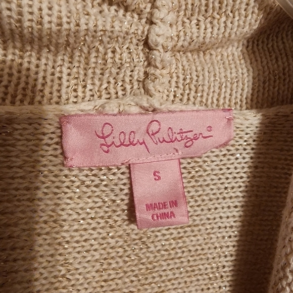 Lilly Pulitzer Tatum Long Fringe Hem Shimmer Open Cardigan Size S - Picture 2 of 13